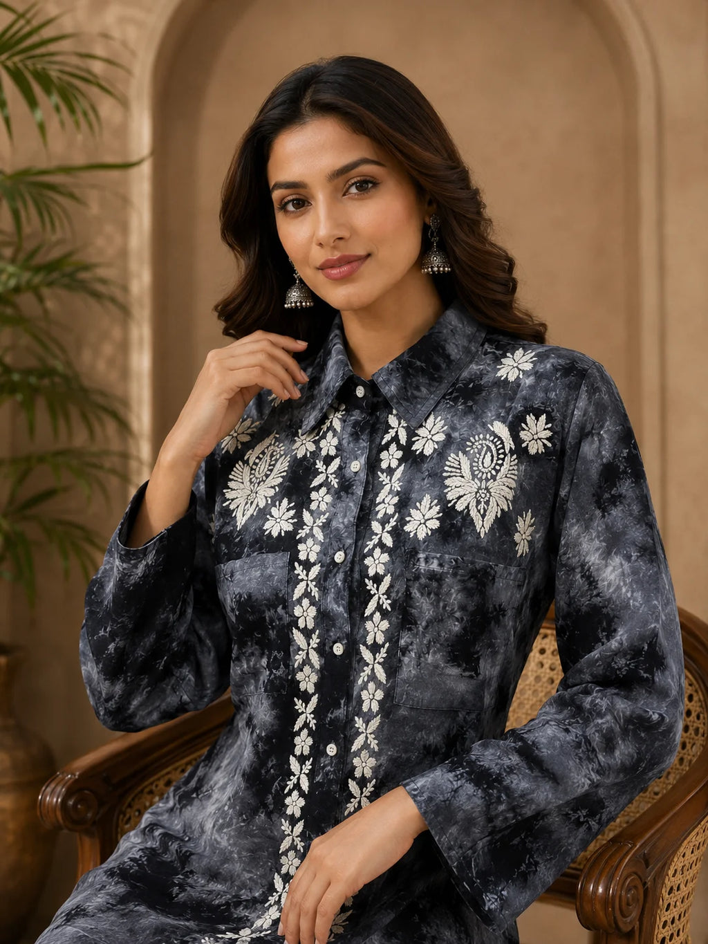 Premium Modal Handwork Front Open Kurti for Women | Designer Embroidered Long Kurti