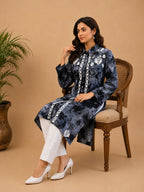 Premium Modal Handwork Front Open Kurti for Women | Designer Embroidered Long Kurti