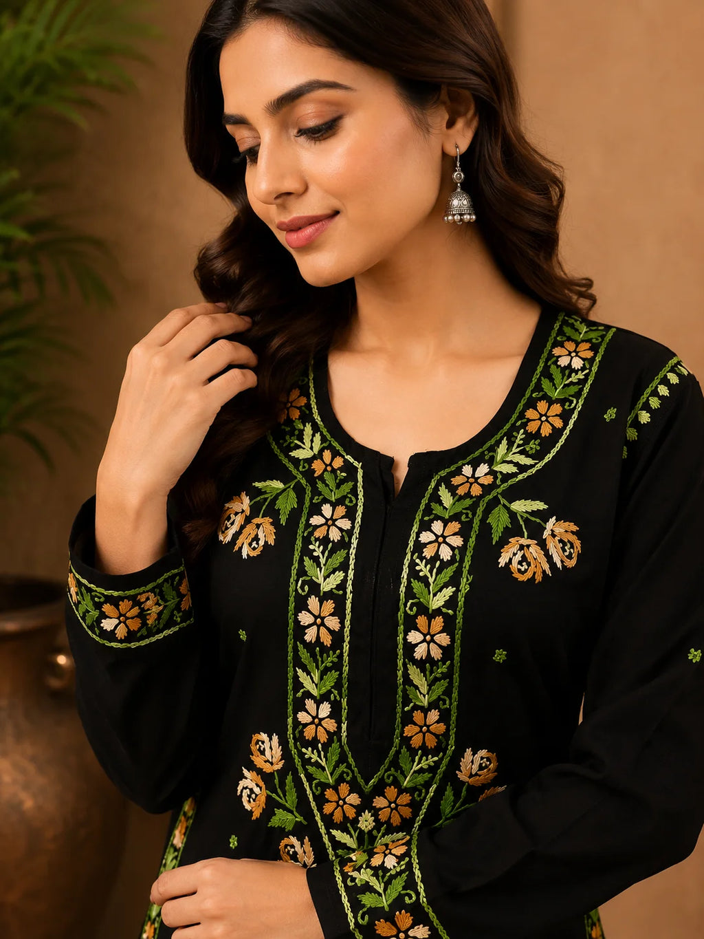 Premium Modal Handwork Kurti Palazzo Set for Women | Designer Multicolor Thread Work Kurti Palazzo Set