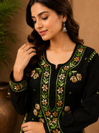 Premium Modal Handwork Kurti Palazzo Set for Women | Designer Multicolor Thread Work Kurti Palazzo Set