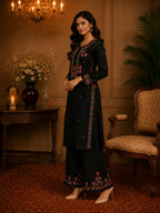 Premium Modal Handwork Kurti Palazzo Set for Women | Designer Multicolor Thread Work Kurti Palazzo Set