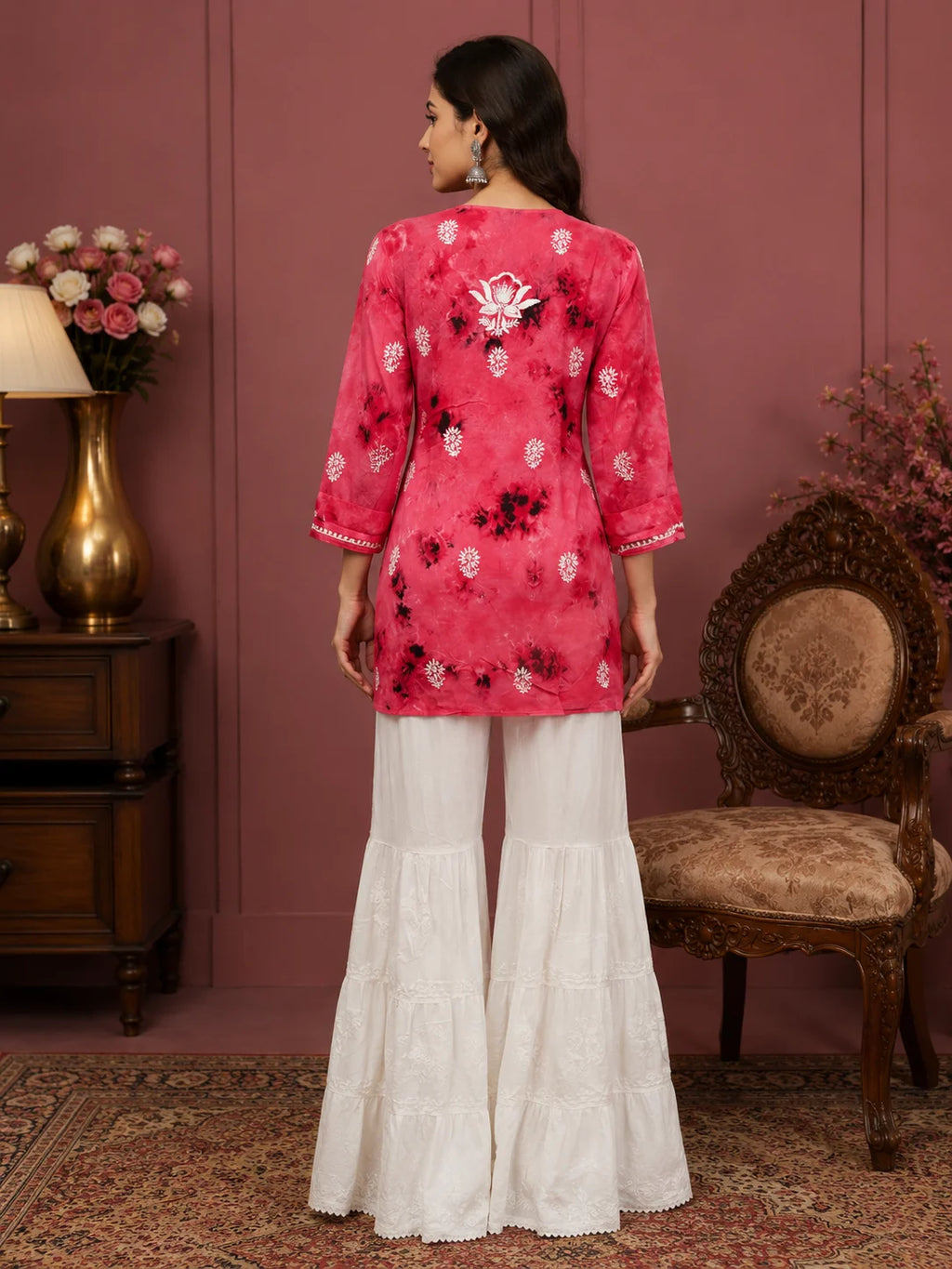 Premium Modal Handwork Printed Short Top with Sharara Set for Women | Designer Ethnic Co-Ord Set