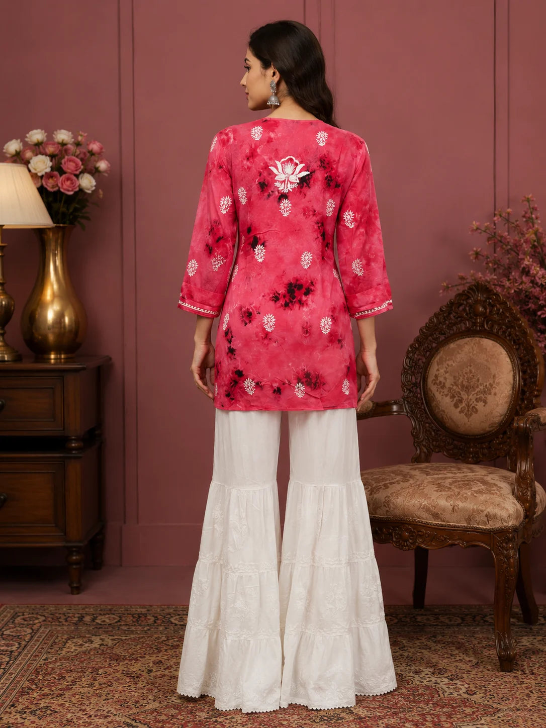 Premium Modal Handwork Printed Short Top with Sharara Set for Women | Designer Ethnic Co-Ord Set