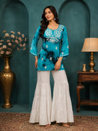 Premium Modal Handwork Printed Short Top with Sharara Set for Women | Designer Ethnic Co-Ord Set