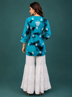 Premium Modal Handwork Printed Short Top with Sharara Set for Women | Designer Ethnic Co-Ord Set