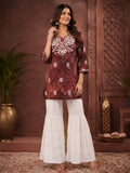 Premium Modal Handwork Printed Short Top with Sharara Set for Women | Designer Ethnic Co-Ord Set