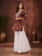Premium Modal Handwork Printed Short Top with Sharara Set for Women | Designer Ethnic Co-Ord Set