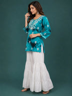 Premium Modal Handwork Printed Short Top with Sharara Set for Women | Designer Ethnic Co-Ord Set