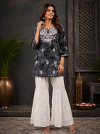 Premium Modal Handwork Printed Short Top with Sharara Set for Women | Designer Ethnic Co-Ord Set