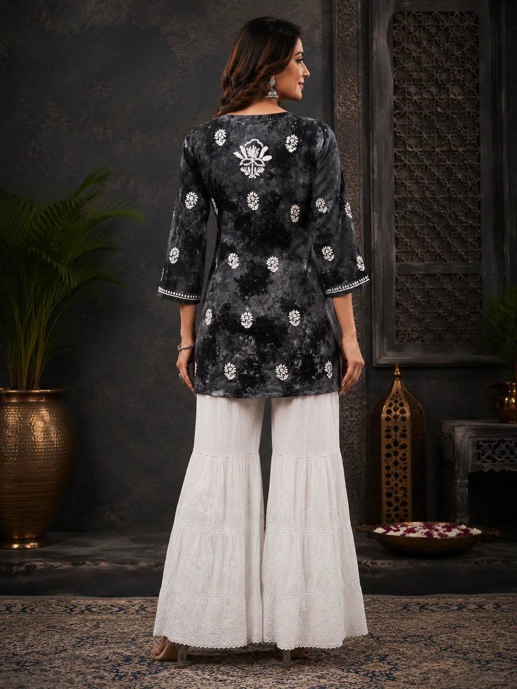 Premium Modal Handwork Printed Short Top with Sharara Set for Women | Designer Ethnic Co-Ord Set