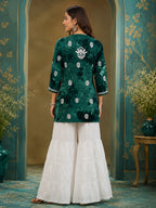 Premium Modal Handwork Printed Short Top with Sharara Set for Women | Designer Ethnic Co-Ord Set