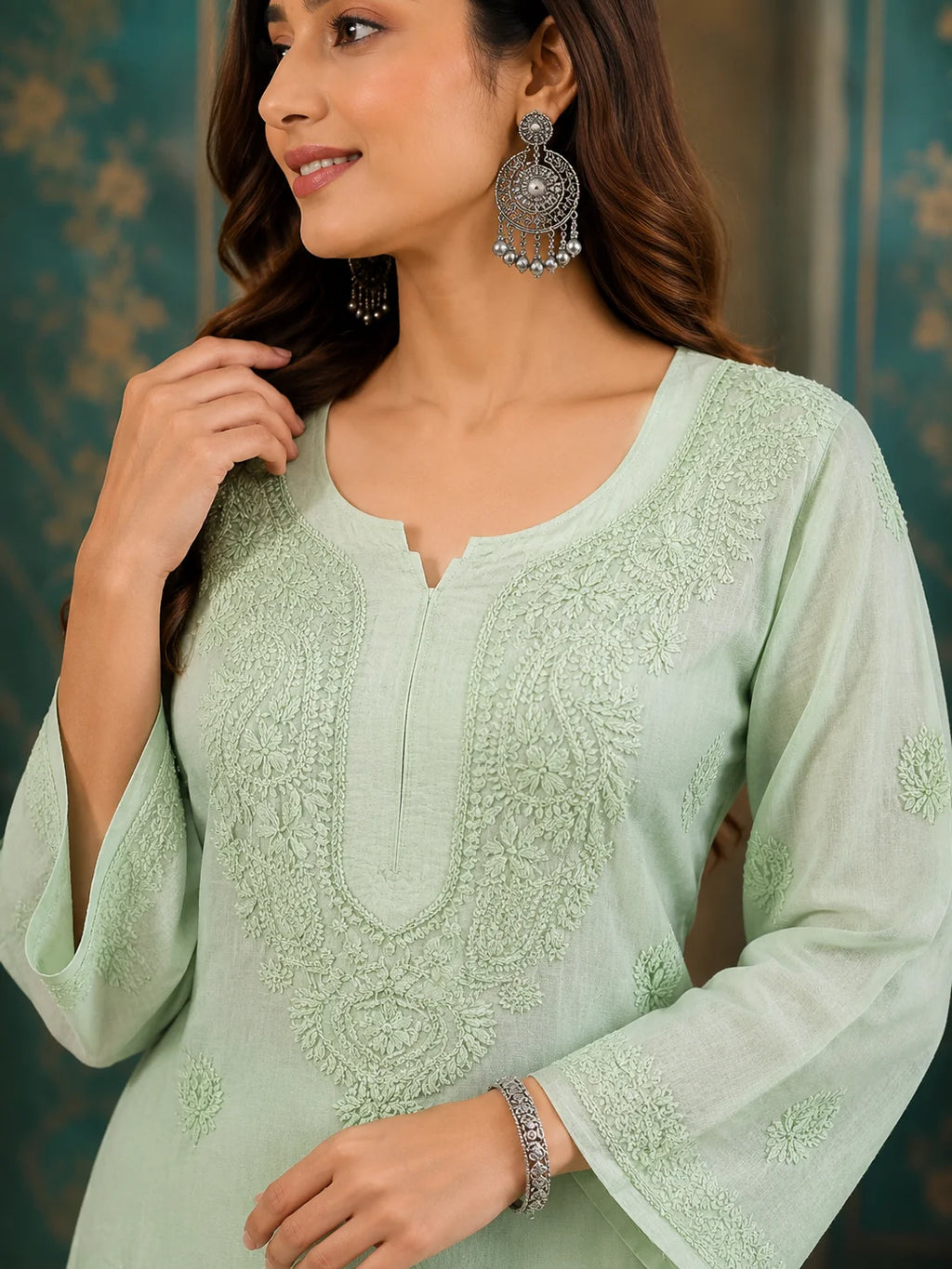 Luxury Muslin Chikankari Kurta Palazzo Dupatta Set for Women | Premium Hand Embroidered Ethnic Wear