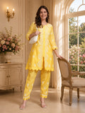 Luxury Pink Muslin Hand Embroidered Co-Ord Set for Women | Premium Muslin Kurti Pant Set