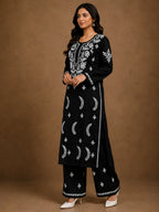 Premium Modal Chikankari Hand Embroidered Kurti Palazzo Set for Women | Lucknowi Handwork