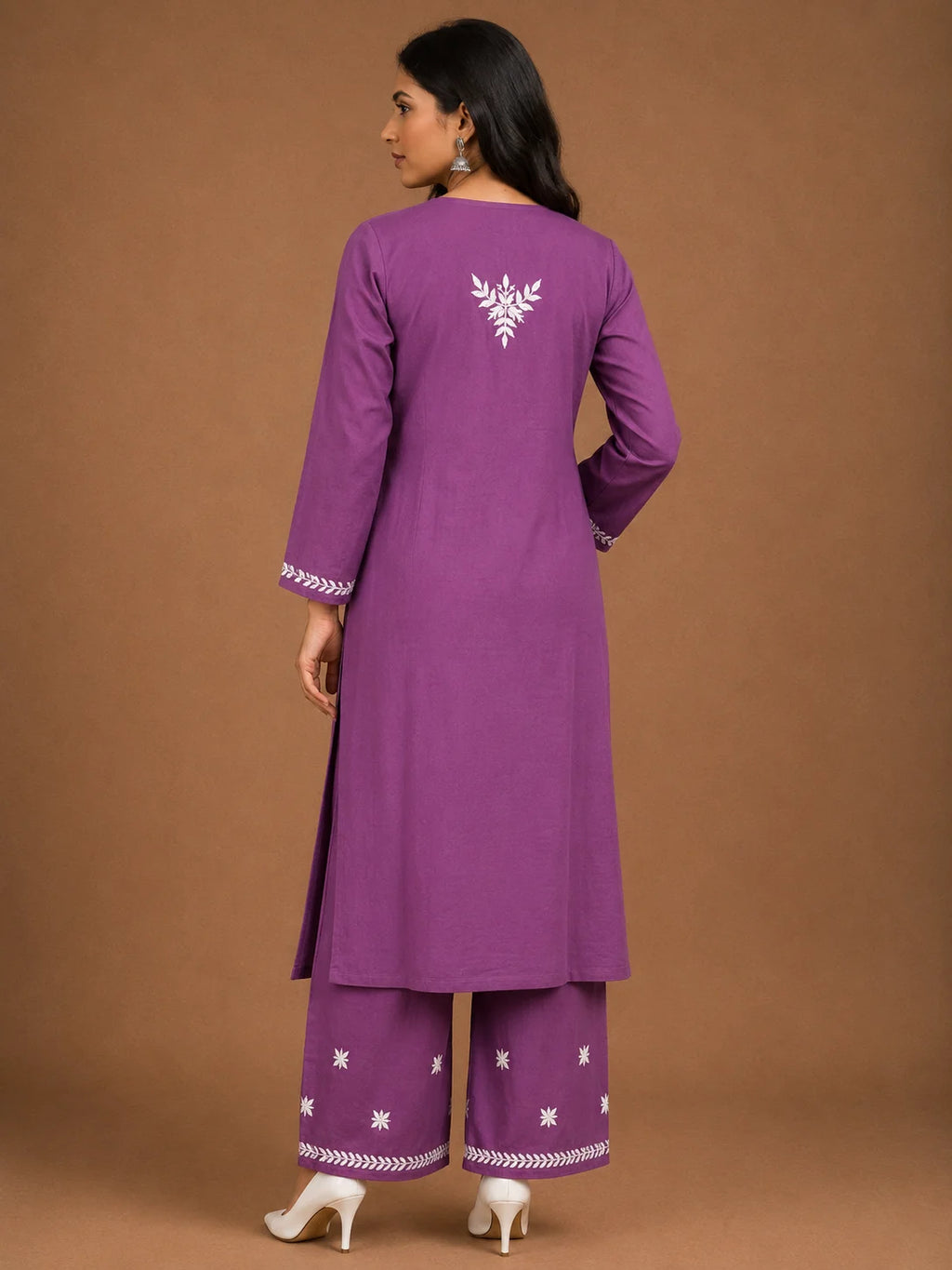 Premium Modal Chikankari Hand Embroidered Kurti Palazzo Set for Women | Lucknowi Handwork