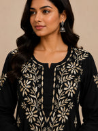 Premium Modal Chikankari Hand Embroidered Kurti Palazzo Set for Women | Lucknowi Handwork