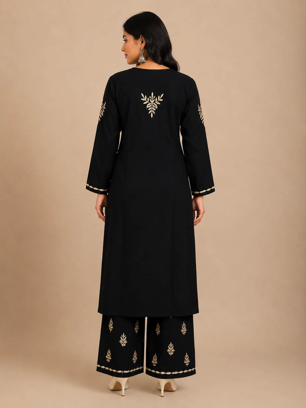 Premium Modal Chikankari Hand Embroidered Kurti Palazzo Set for Women | Lucknowi Handwork