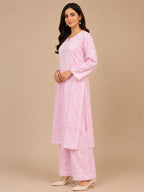 Premium Modal Chikankari Hand Embroidered Kurti Palazzo Set for Women | Lucknowi Handwork