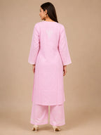 Premium Modal Chikankari Hand Embroidered Kurti Palazzo Set for Women | Lucknowi Handwork