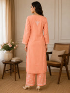 Premium Modal Chikankari Hand Embroidered Kurti Palazzo Set for Women | Lucknowi Handwork