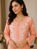 Premium Modal Chikankari Hand Embroidered Kurti Palazzo Set for Women | Lucknowi Handwork