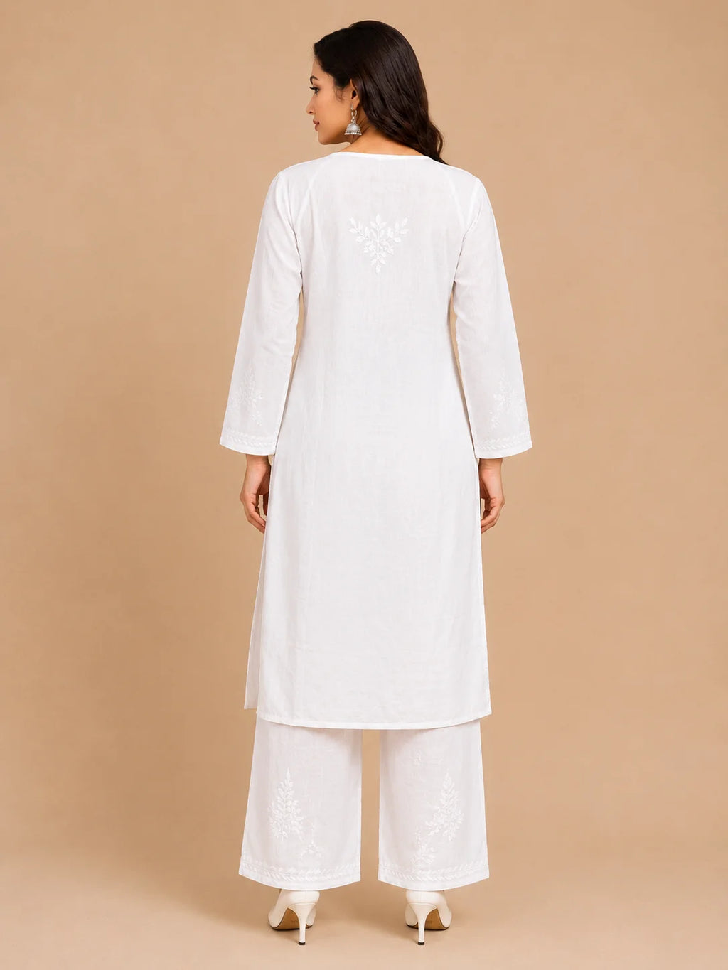 Premium Modal Chikankari Hand Embroidered Kurti Palazzo Set for Women | Lucknowi Handwork