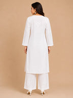 Premium Modal Chikankari Hand Embroidered Kurti Palazzo Set for Women | Lucknowi Handwork
