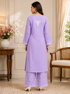 Premium Modal Chikankari Hand Embroidered Kurti Palazzo Set for Women | Lucknowi Handwork