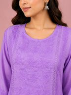 Luxury Chikankari Chanderi Kurta for Women | Handcrafted Lucknowi Embroidery | Tazaki Fashion