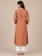Luxury Chikankari Chanderi Kurta for Women | Handcrafted Lucknowi Embroidery | Tazaki Fashion