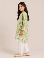 Girls Grey Floral Mumul Print Kurta Pant Set with Dupatta | Premium Kids Ethnic Wear | Tazaki Fashion
