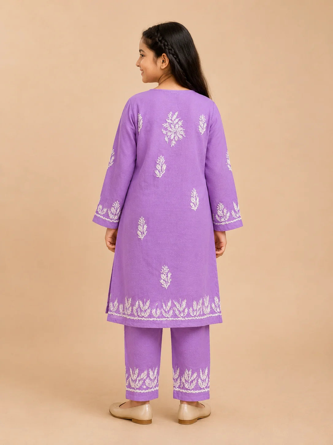 Girls Mint Green Muslin Embroidered Kurta Pant Set | Premium Ethnic Wear for Kids | Tazaki Fashion