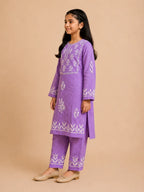 Girls Mint Green Muslin Embroidered Kurta Pant Set | Premium Ethnic Wear for Kids | Tazaki Fashion