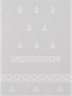 Premium White Muslin Chikankari Suit Fabric | Hand Embroidered Floral & Paisley Mukesh Work