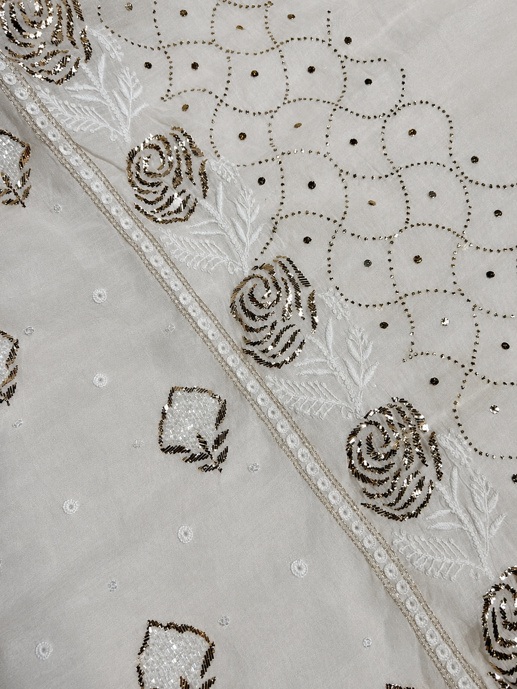 Premium Ivory Mul Chanderi Embroidered Kurta Dupatta Set for Women