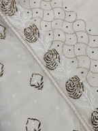 Premium Ivory Mul Chanderi Embroidered Kurta Dupatta Set for Women