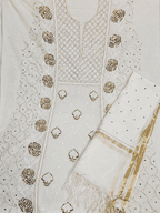 Premium Ivory Mul Chanderi Embroidered Kurta Dupatta Set for Women