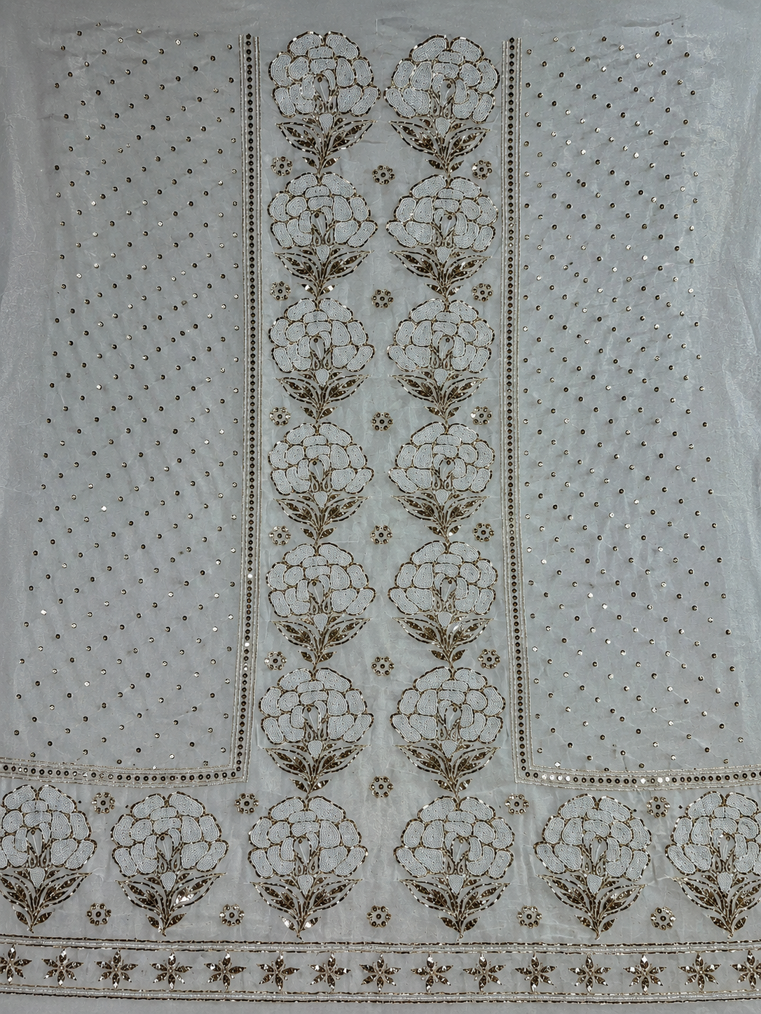 Premium White Viscose Suit Set with Dupatta | Elegant Floral Embroidery & Golden Embellishment