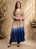Premium Embroidered Muslin Anarkali Suit Set with Dupatta | Elegant Ethnic Wear