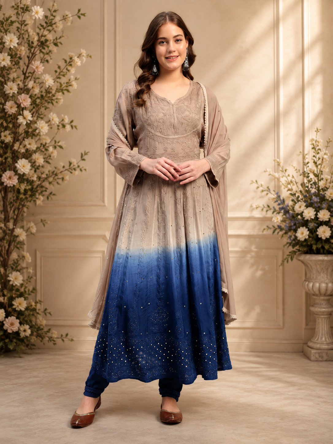 Premium Embroidered Muslin Anarkali Suit Set with Dupatta | Elegant Ethnic Wear
