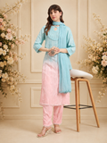 Pastel Ombre Muslin Handwork Kurta Palazzo Set with Dupatta for Women | Luxury Designer Ethnic Wear