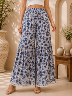 Premium Floral Printed Cotton Kurti Palazzo Set for Women | Elegant Embroidered Ethnic Ensemble