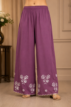 Premium Modal Chikankari Strap Kurta Palazzo Set for Women | Handcrafted Embroidered Co-Ord Set
