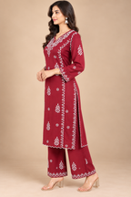 Premium Modal Handwork Embroidered Kurta Palazzo Set for Women | Luxury Ethnic Wear