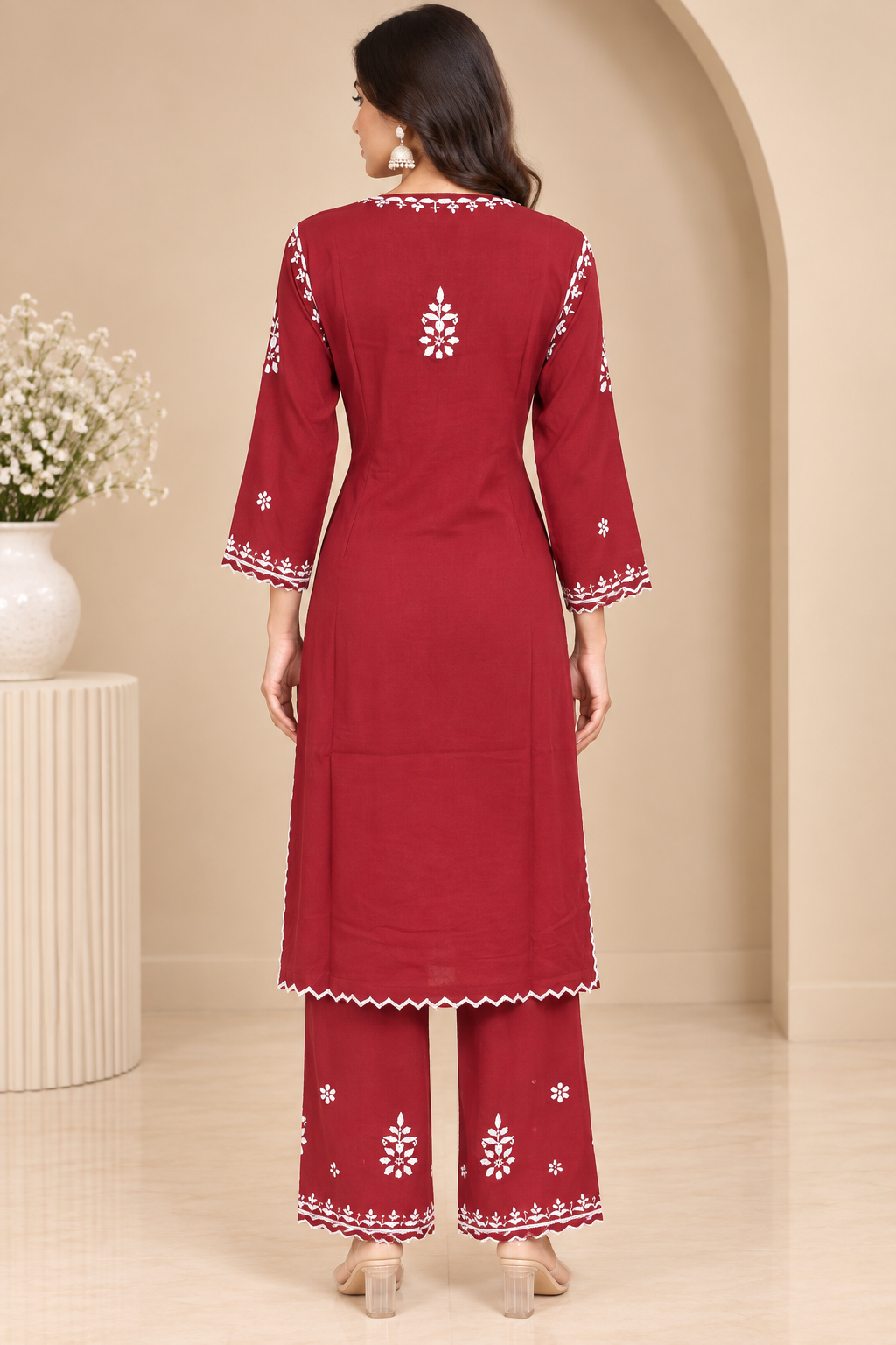 Premium Modal Handwork Embroidered Kurta Palazzo Set for Women | Luxury Ethnic Wear