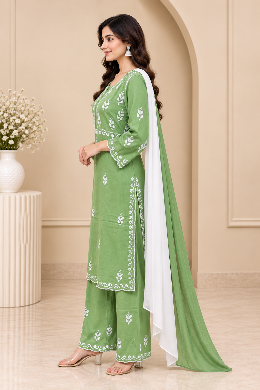 Luxury Modal Handwork Kurta Palazzo Set with Dupatta | Premium Women’s Ethnic Wear
