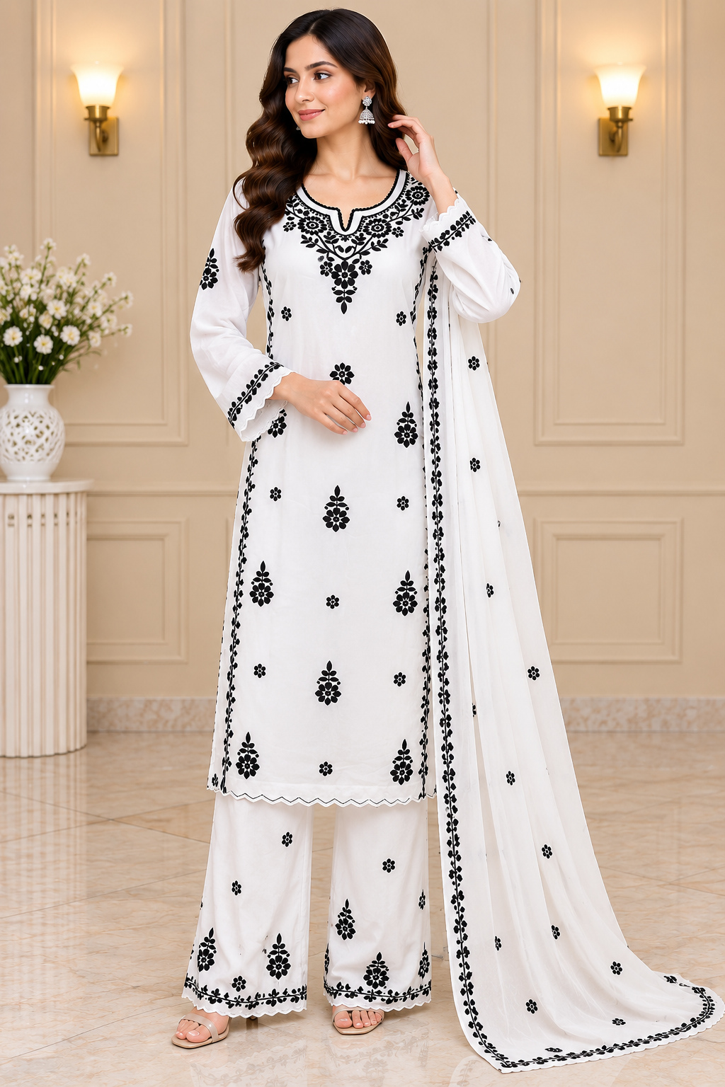 Premium Modal Handwork Embroidered Kurta Palazzo Set for Women | Luxury Ethnic Wear