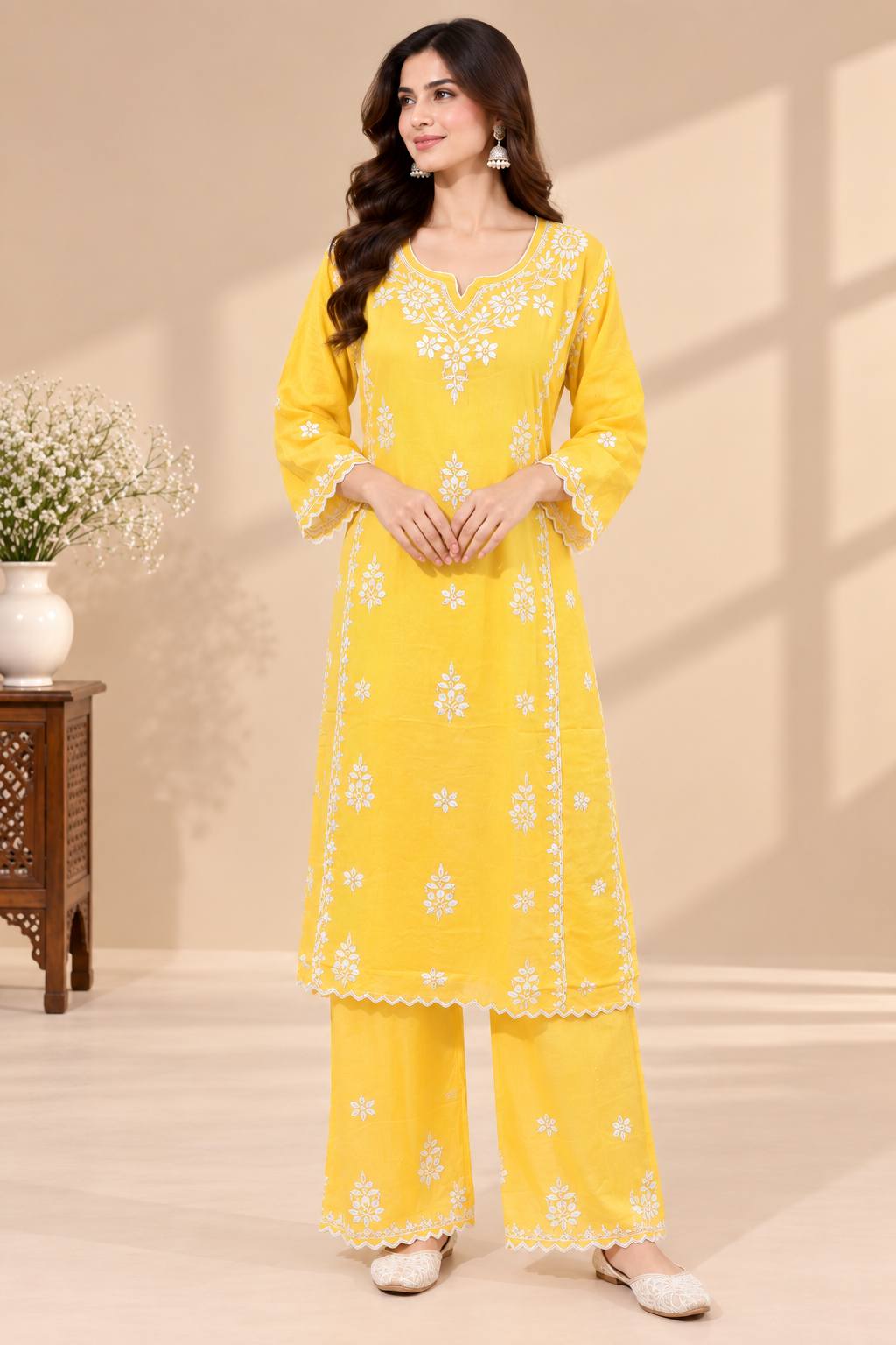 Premium Modal Handwork Embroidered Kurta Palazzo Set for Women | Luxury Ethnic Wear