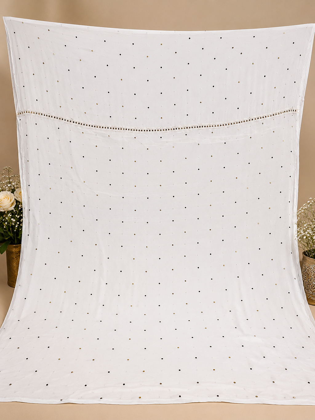 Premium White Viscose Suit Set with Dupatta | Elegant Floral Embroidery & Golden Embellishment