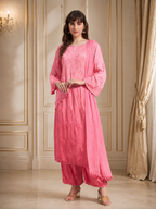 Luxury Satoron Muslin Chikankari Kurta Pant Dupatta Set for Women